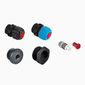 Plastic cable glands, stopping plugs